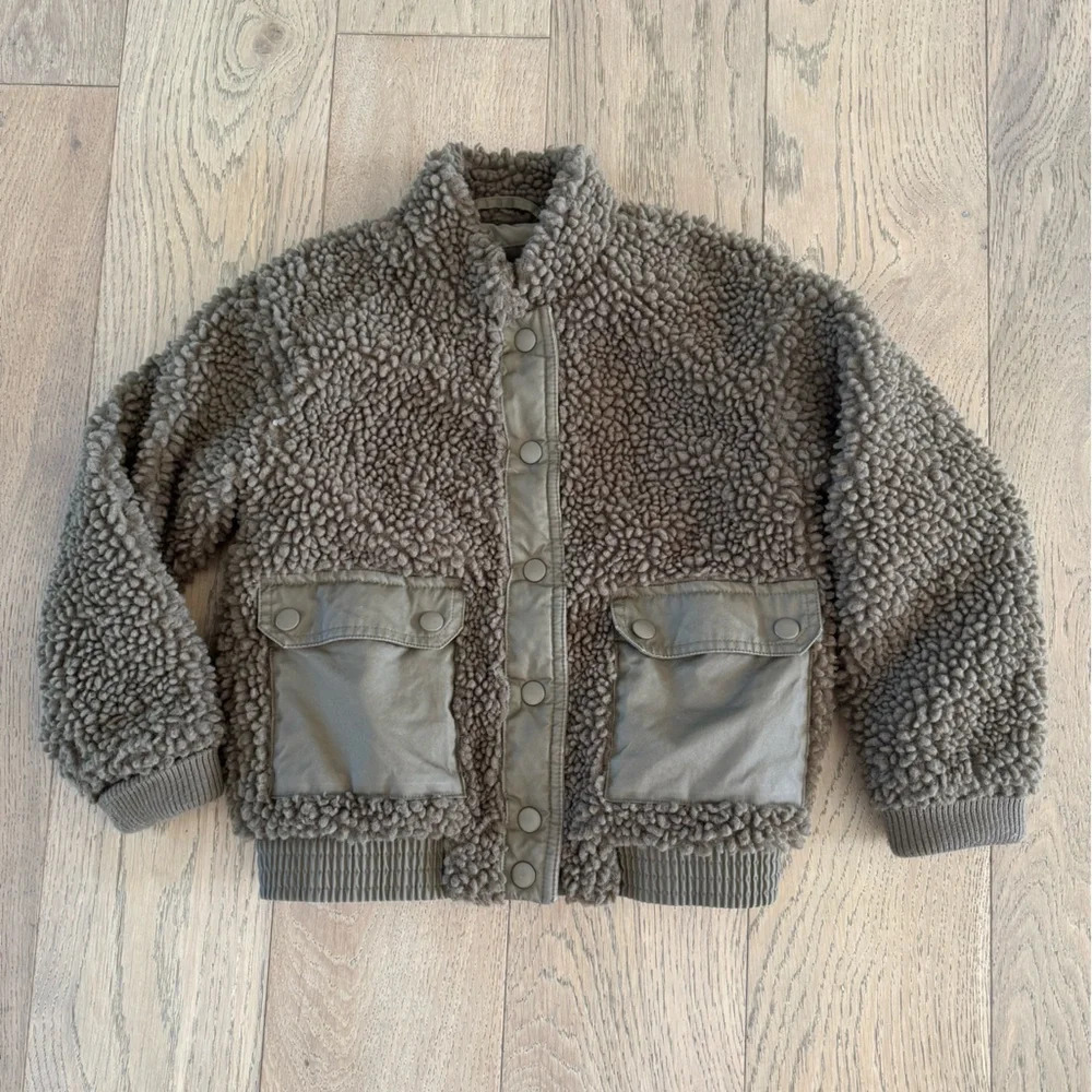 Art Class Girls Sherpa Coat Tan Small